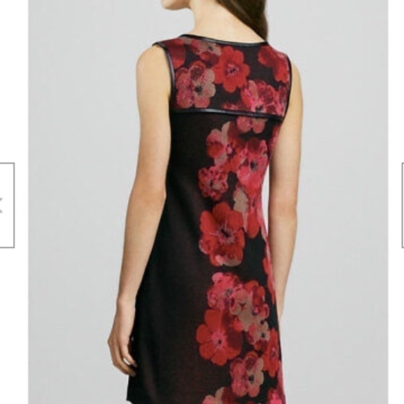 YOANA Baraschi Dress Floral Knot Faux Leather Sleeveless colorbock Sz M - Picture 2 of 9